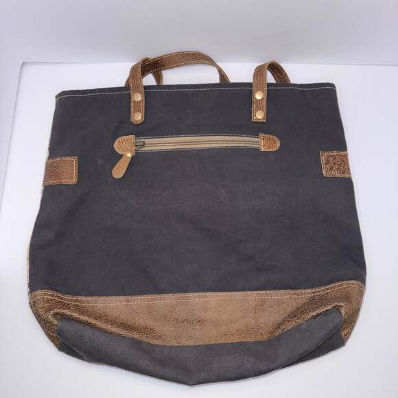 Myra Bag Canvas Faux Leather Tote Shoulder Bag Large Boho - Picture 2 of 9